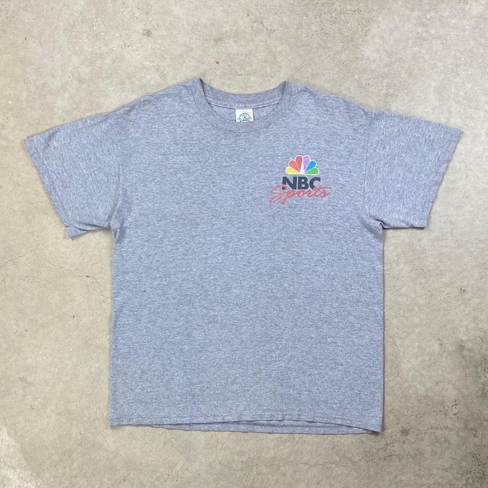 Vintage 90s NBC Sports Shirt Size Medium Gray Spell Out Logo